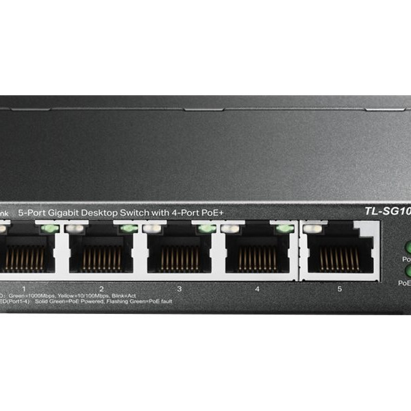 TP-LINK | Slēdzis | TL-SG1005LP | Nemanžēts | Galda | PoE+ portu skaits 4 | Barošanas veids Ārējais
