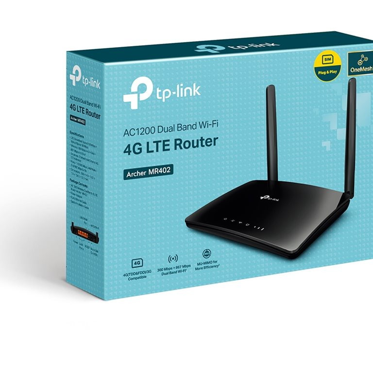 TP-LINK | AC1200 Wireless Dual Band 4G LTE Router | Archer MR402 | 802.11ac | 10/100 Mbit/s | Mesh Support No | MU-MiMO No | No mobile broadband
