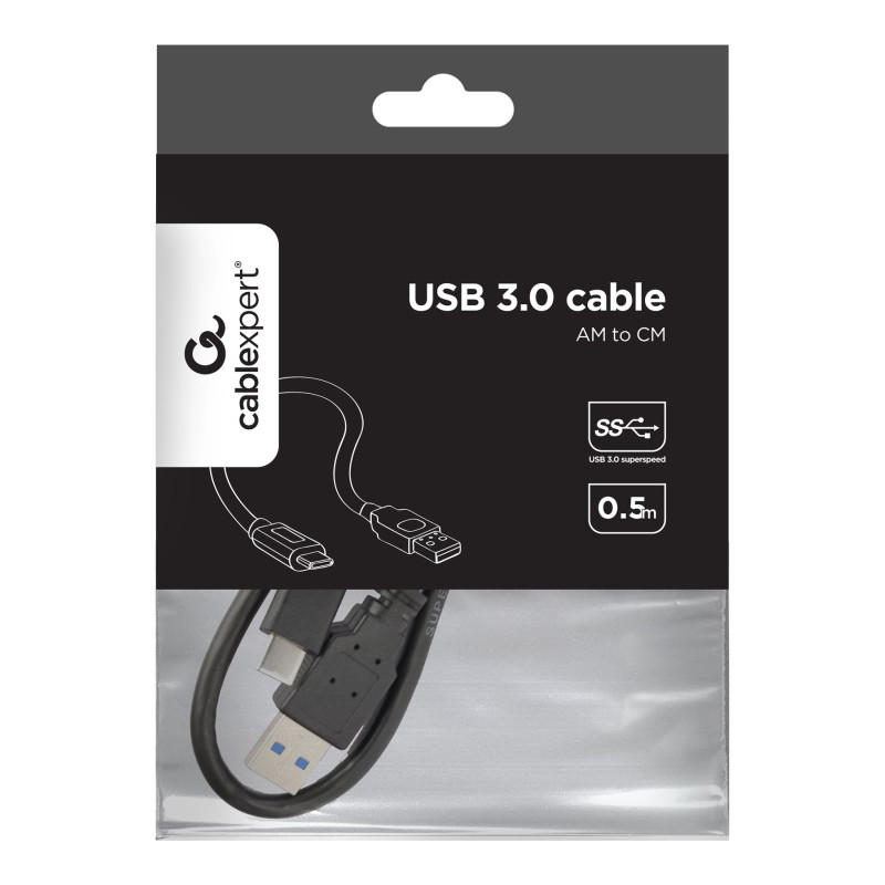 Cablexpert | USB 3.0 AM uz Type-C kabelis | CCP-USB3-AMCM-0.5M