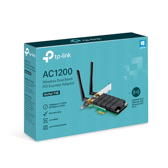 TP-LINK Archer T4E divu joslu PCI Express tīkla karte 2.4 GHz/5 GHz, 802.11ac, 300+867 Mbps, 2 noņemamas antenas