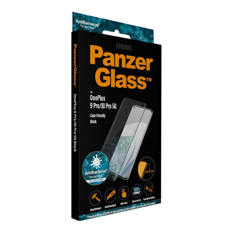 PanzerGlass | Ekrāna aizsargstikls | OnePlus | 9 Pro | Stikls | Melns | Aizsargā visu ekrānu; Antibakteriāls stikls; 100% pieskāriens; Triecienu absorbējošs | Draudzīgs vāciņiem