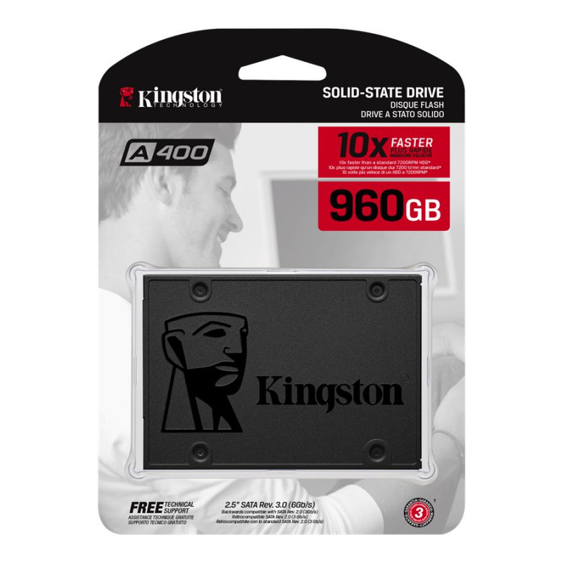 Kingston | SSD | A400 | 960 GB | SSD form factor 2.5" | Solid-state drive interface SATA Rev 3.0 | Read speed 500 MB/s | Write speed 450 MB/s