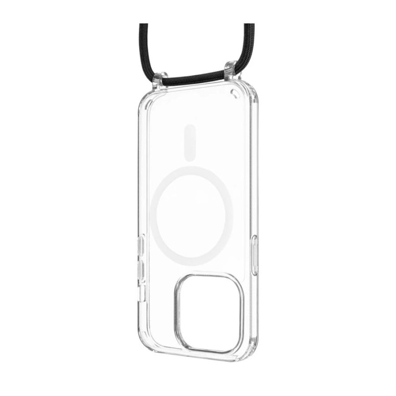 Fixed | MagPure Neck | Aizmugures vāciņš ar auklu | Apple | iPhone 16 Pro | TPU | Caurspīdīgs, melns