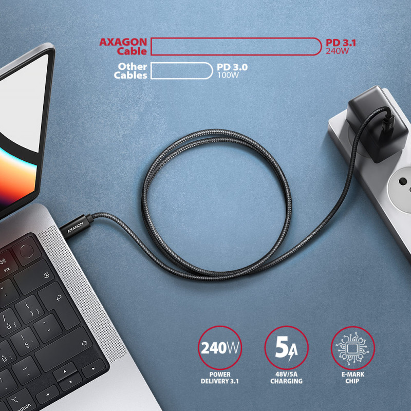 AXAGON | Data and charging USB4 Gen 3x2 cable, 1 m | BUCM3-CM15AB | USB Type C - USB Type C