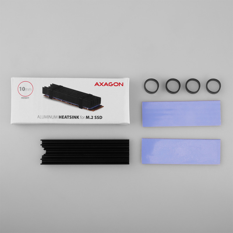 AXAGON Passive aluminum heatsink for all M.2 SSDs, size 2280, high 10 mm | CLR-M2L10