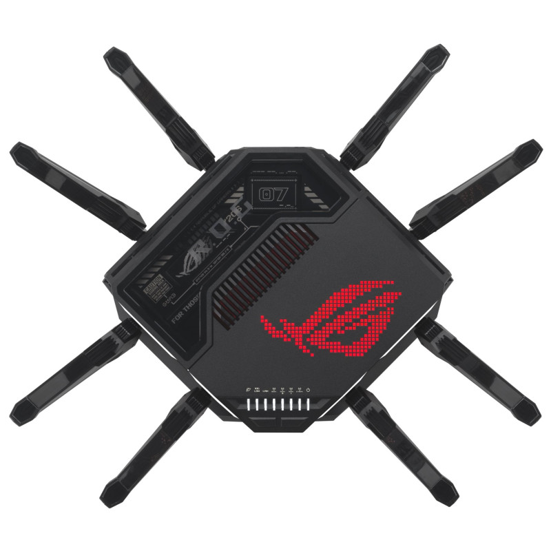 Asus | Quad-band spēļu maršrutētājs (EU+UK) | ROG Rapture GT-BE98 | 802.11ax | 10/100/1000 Mbit/s | Ethernet LAN (RJ-45) porti 1 | Mesh atbalsts Jā | MU-MIMO Jā | 5G | Antenas tips ārējā | 1 x USB 3.2 Gen1, 1 x USB 2.0