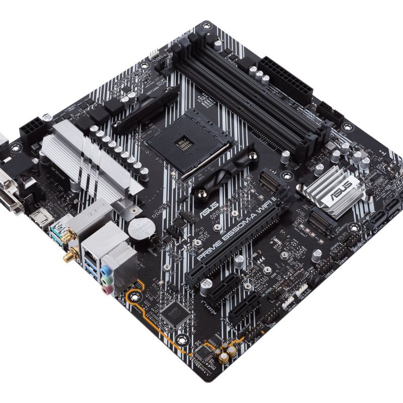 Asus | PRIME B550M-A WIFI II | Procesoru saime AMD | Procesora ligzda AM4 | DDR4 DIMM | Atmiņas sloti 4 | Atbalstītie cietā diska interfeisi SATA, M.2 | SATA savienotāji 4 | Čipsēta AMD B550 | microATX