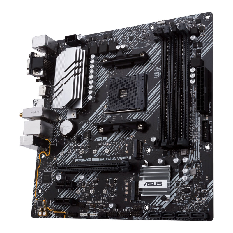 Asus | PRIME B550M-A WIFI II | Procesoru saime AMD | Procesora ligzda AM4 | DDR4 DIMM | Atmiņas sloti 4 | Atbalstītie cietā diska interfeisi SATA, M.2 | SATA savienotāji 4 | Čipsēta AMD B550 | microATX