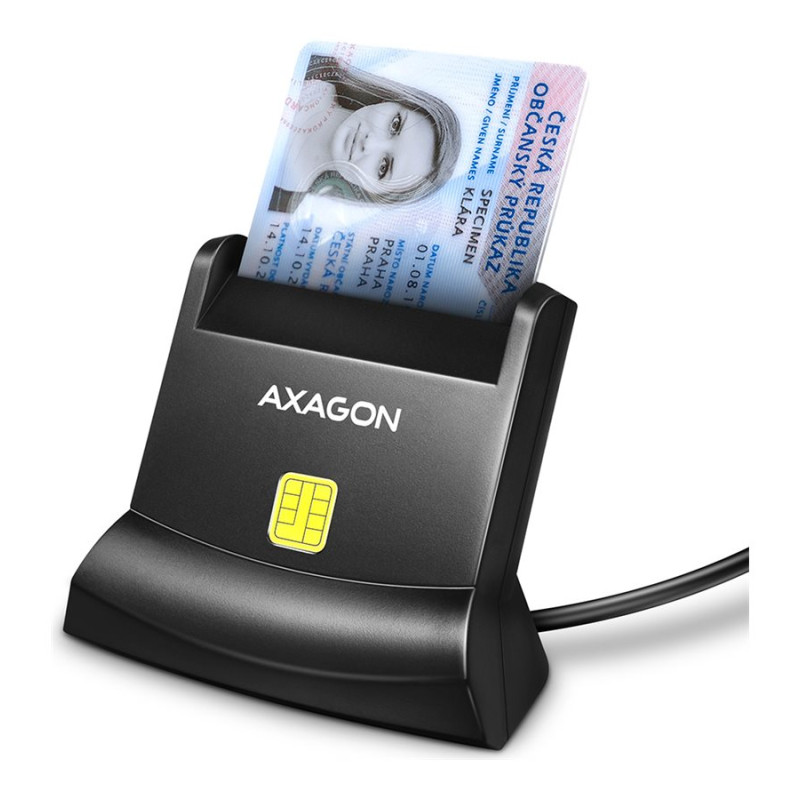 AXAGON Universal desktop USB contact Smart card/ID card reader with long, USB-A cable | CRE-SM4N