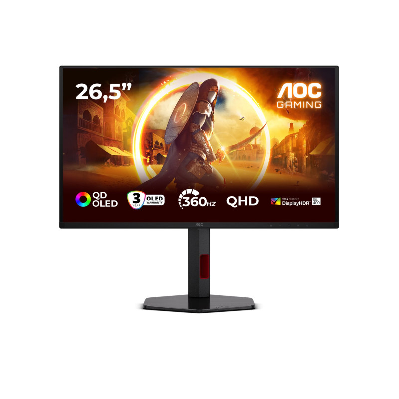 AOC Q27G4SDR | 27 " | QD-OLED | QHD | 16:9 | 360 Hz | 0.03 ms | 2560 x 1440 pixels | 1000 cd/m² | HDMI ports quantity 2 | Black