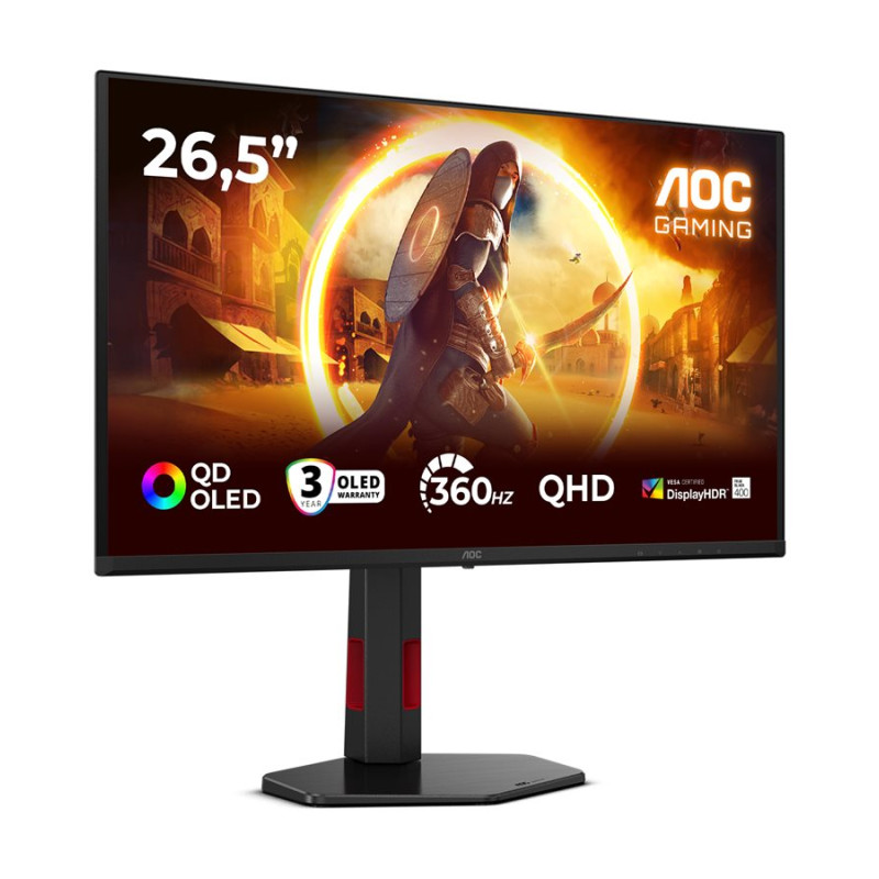 AOC Q27G4SDR | 27 " | QD-OLED | QHD | 16:9 | 360 Hz | 0.03 ms | 2560 x 1440 pixels | 1000 cd/m² | HDMI ports quantity 2 | Black