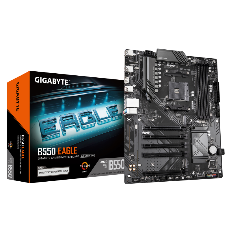 Gigabyte B550 EAGLE | Procesoru saime AMD | Procesoru ligzda AM4 | DDR4 | Atbalstītie cietā diska interfeisi SATA, M.2 | SATA savienotāju skaits 4