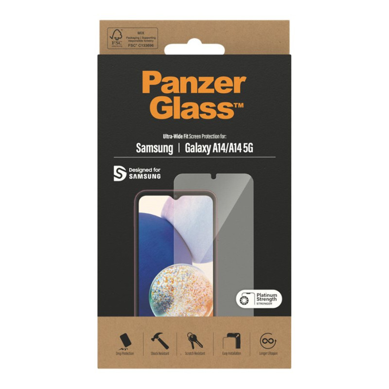 PanzerGlass | Ultra Wide fit | Ekrāna aizsargs | Samsung | Galaxy A14/A14 5G | Caurspīdīgs