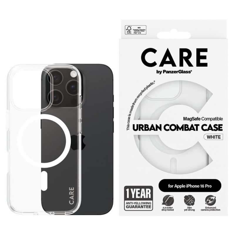 CARE Flagship maciņš | Aizmugures ietvars | Apple | iPhone 16 PRO | Pārstrādāta plastmasa | Balts | MagSafe