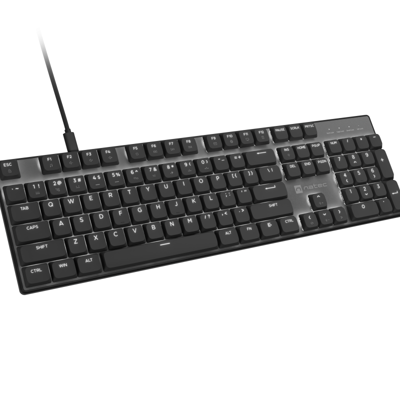 Natec Amberjack | Tastatūra | Ar vadu | US | Lineārs | Balta aizmugurgaismojuma, Maināmas slēdžu, Anti-ghosting, Iebūvēta atmiņa, Makro ierakstīšana | Melna/ pelēka