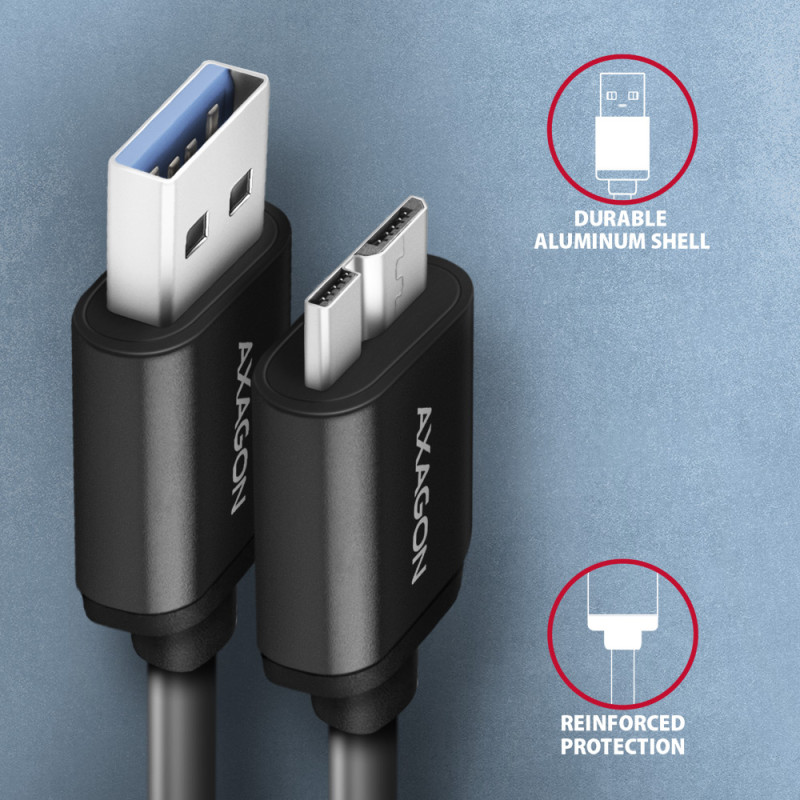 AXAGON | Data and charging cable, 1 m | BUMM3-AM10AB | USB Type A to USB Type Micro-B