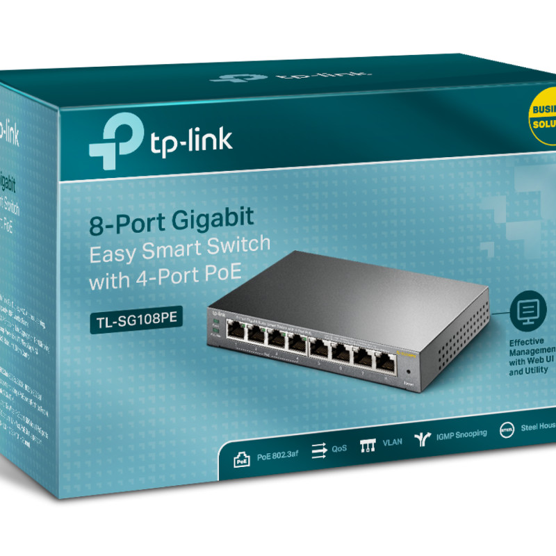 TP-LINK | Smart Switch | TL-SG108PE | Web pārvaldāms | Desktop | Gigabit Ethernet (vara) porti 4 | PoE+ porti 4 | Barošanas avots ārējs | 36 mēneši