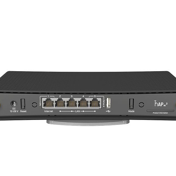 MikroTik | Bezvadu maršrutētājs | HAP AC3 | 802.11ac | 300+867 Mbit/s | 10/100/1000 Mbit/s | Ethernet LAN (RJ-45) porti 5 | Mesh atbalsts Nav | MU-MIMO Nav | Nav mobilo datu | Antenas tips 2xĀrējā | 1 × USB-A