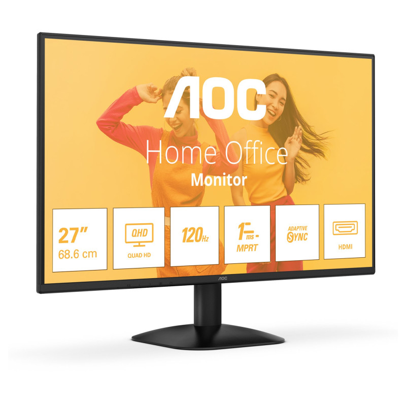 AOC Q27B35S3 | 27" | IPS | QHD | 16:9 | 120 Hz | 1 ms | 2560 x 1440 pikseļi | 300 cd/m² | HDMI portu skaits 1 | Melns