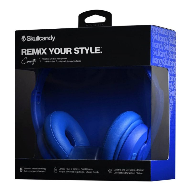 Skullcandy | Wireless Headphones | Cassette | Wireless/Wired | On-Ear | Microphone | Blue | Wireless