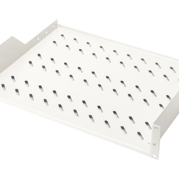 Digitus | Fiksētā plaukta skapjiem | DN-97610 | Piemērots komponentu uzglabāšanai, kas nav piemēroti 483 mm (19”); Plāns dizains — aizņem 2 augstuma vienības; Viegli un ātri montēt/demontēt; Slodzes kapacitāte: 25 kg; Izmēri: 88 x 482 x 349 mm | Balts