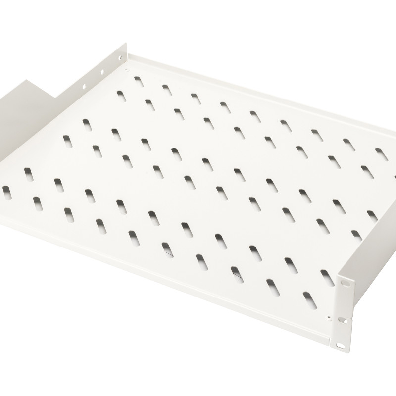 Digitus | Fiksētā plaukta skapjiem | DN-97610 | Piemērots komponentu uzglabāšanai, kas nav piemēroti 483 mm (19”); Plāns dizains — aizņem 2 augstuma vienības; Viegli un ātri montēt/demontēt; Slodzes kapacitāte: 25 kg; Izmēri: 88 x 482 x 349 mm | Balts