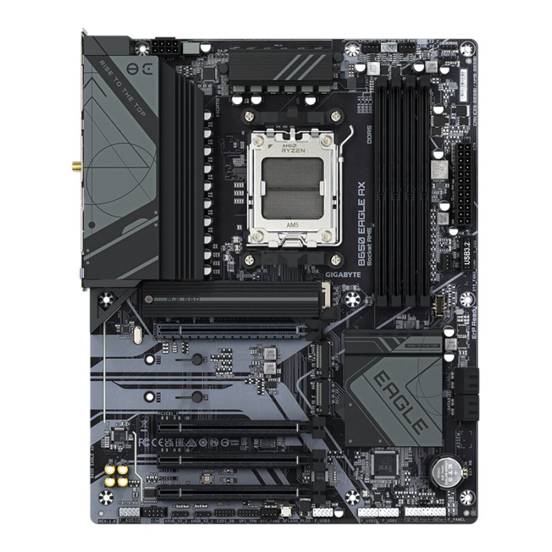 Gigabyte | B650 EAGLE AX | Procesoru ģimene AMD | Procesora ligzda AM5 | DDR5 | Atbalstītie cietā diska interfeisi M.2, SATA | SATA savienotāju skaits 4