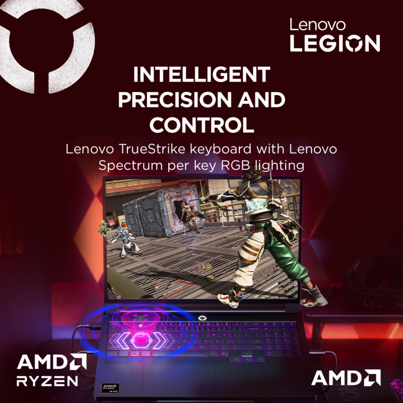 Lenovo Legion Pro 7 16AFR10H | Eclipse Black | 16 " | OLED | WQXGA | 2560 x 1600 pixels | Glossy | AMD Ryzen 9 | 9955HX | 32 GB | SO-DIMM DDR5 | Solid-state drive capacity 1000 GB | NVIDIA GeForce RTX 5070 Ti | GDDR7 | 12 GB | Windows 11 Home | 802.11be | Bluetooth version 5.4 | Keyboard language Nordic | Keyboard backlit
