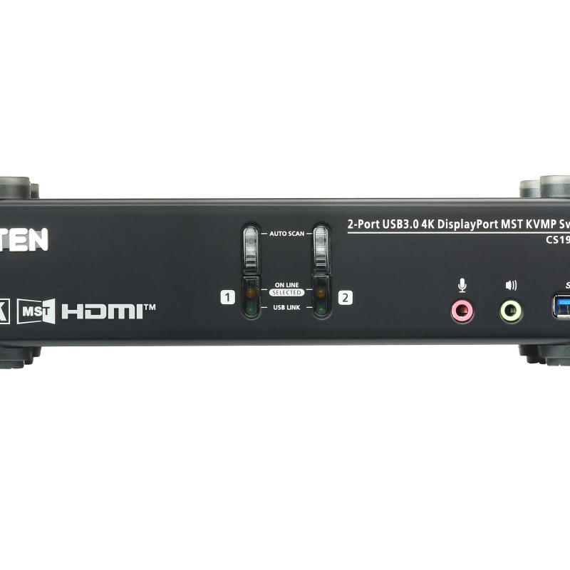 Aten | 2-portu USB 3.0 4K DisplayPort MST KVMP slēdzis | CS1922M-AT-G