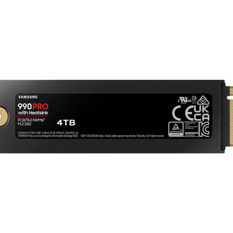 Samsung | 990 PRO with Heatsink | 4000 GB | SSD form factor M.2 2280 | Solid-state drive interface M.2 NVME | Read speed 7450 MB/s | Write speed 6900 MB/s