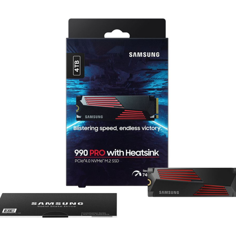 Samsung | 990 PRO with Heatsink | 4000 GB | SSD form factor M.2 2280 | Solid-state drive interface M.2 NVME | Read speed 7450 MB/s | Write speed 6900 MB/s