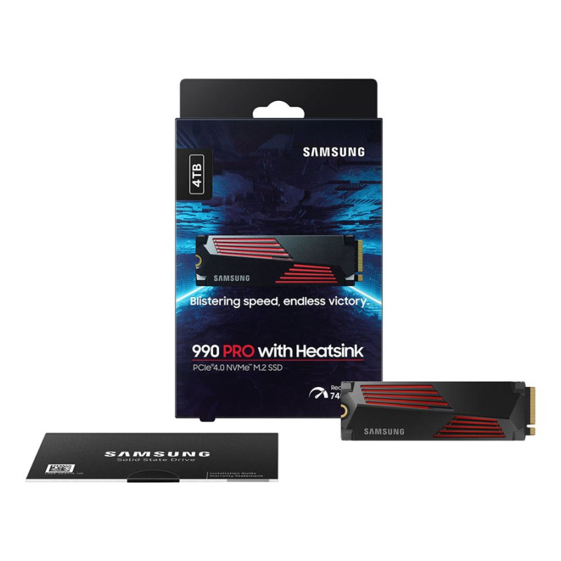 Samsung | 990 PRO with Heatsink | 4000 GB | SSD form factor M.2 2280 | Solid-state drive interface M.2 NVME | Read speed 7450 MB/s | Write speed 6900 MB/s