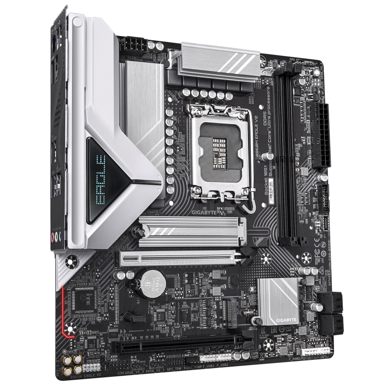 Gigabyte B860M EAGLE V2 | Procesoru saime Intel | Procesora ligzda LGA1851 | DDR5 | Atbalstītie cietā diska interfeisi SATA, M.2 | SATA savienotāju skaits 4