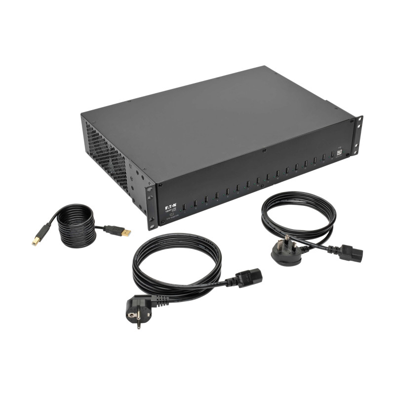Tripp Lite 16-Port USB Charging Station with Syncing, 230V, 5V 40A (200W) USB Charger Output, 2U Rack-Mount | U280-016-RMINT
