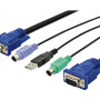 KVM kabeļu komplekts DS-19232 | KVM slēdzis | Garums: 3 m | Melns