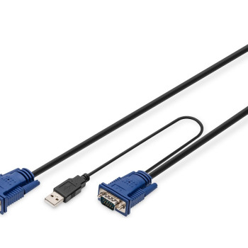 KVM kabeļu komplekts DS-19232 | KVM slēdzis | Garums: 3 m | Melns