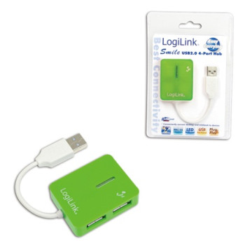 Logilink | USB 2.0 centrmezgls 4-portu, Smile, zaļš