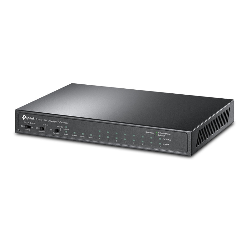TP-LINK | 8-Port 10/100Mbps + 3-Port Gigabit Desktop Switch with 8-Port PoE+ | LS1008 | Unmanaged | Desktop | Power supply type External