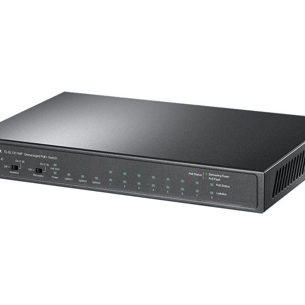 TP-LINK | 8-Port 10/100Mbps + 3-Port Gigabit Desktop Switch with 8-Port PoE+ | LS1008 | Unmanaged | Desktop | Power supply type External