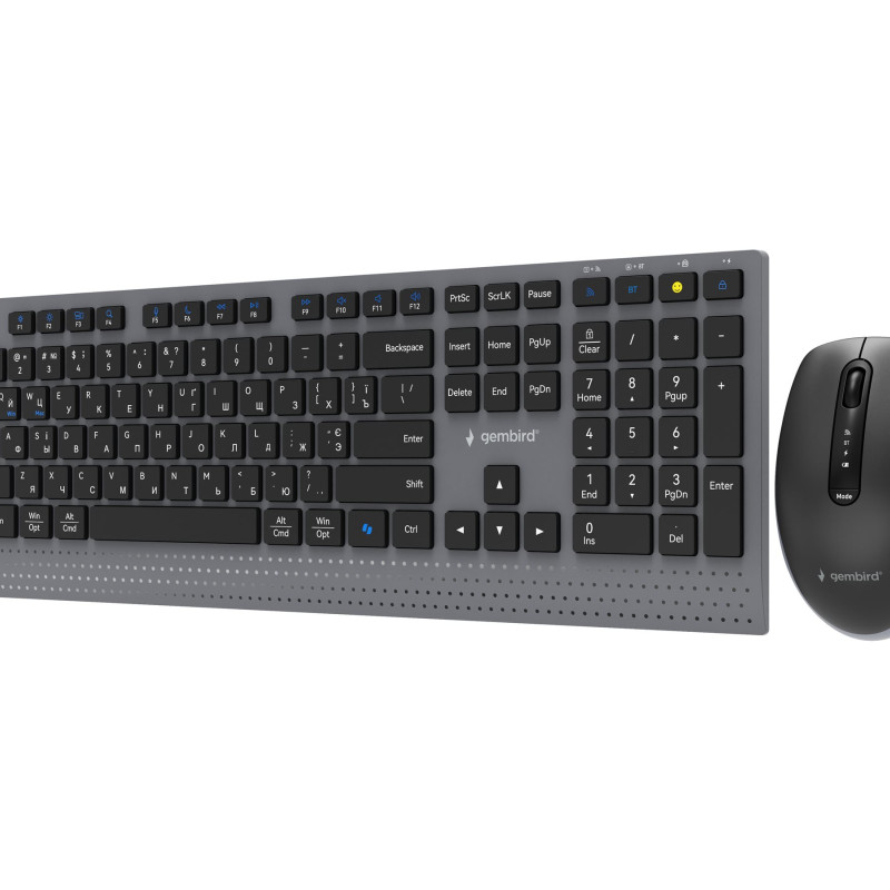 Gembird KBS-WPS-02-CYRL | Klaviatūra un pele komplekts | Bezvadu | Kirilica | Bluetooth | Melna
