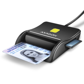AXAGON Kompakts galda USB kontaktu Smart/ID & SD/microSD/SIM karšu lasītājs ar garu USB-A kabeli | CRE-SM3SD