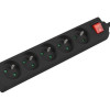 Lanberg barošanas pagarinātājs 3M 5x franču ligzdas ar slēdzi, kvalitatīva vara | PS1-05E-0300-BK