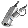 AXAGON ADE-TXCA Kompakts alumīnija USB 3.2 Gen 1 Gigabit Ethernet 10/100/1000Mbit adapters ar automātisku instalāciju, Nintendo Switch atbalsts un USB C-A redukcija