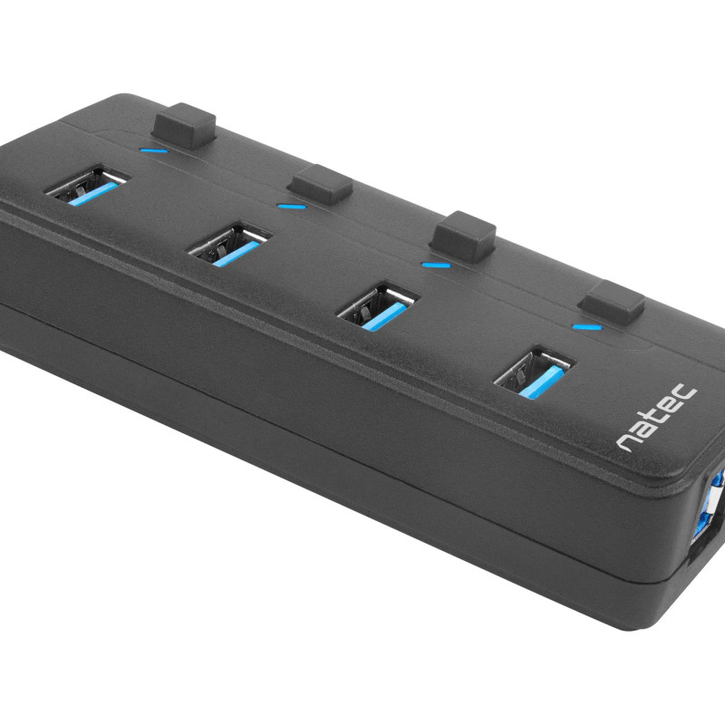 Natec USB 3.0 HUB, Mantis 2, 4-Port, On/Off with AC Adapter | Natec | 4 Port Hub With USB 3.0 | Mantis NHU-1557 | Black