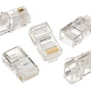 Modular plug 8P8C for solid LAN cable CAT5, UTP, 10 pcs. per bag | Modular 8P8C RJ45 plug, 30u” gold plated, 3-fork internal contacts for use with solid LAN cables
