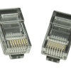 Modular plug 8P8C for solid LAN cable CAT5, UTP, 10 pcs. per bag | Modular 8P8C RJ45 plug, 30u” gold plated, 3-fork internal contacts for use with solid LAN cables