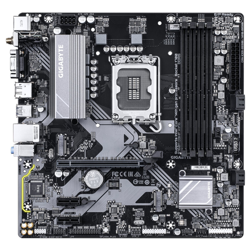 Gigabyte B760M D3HP WIFI6 | Procesoru saime Intel | Procesora ligzda LGA1700 | DDR5 | Atbalstītie cietā diska interfeisi M.2, SATA | SATA savienotāju skaits 4
