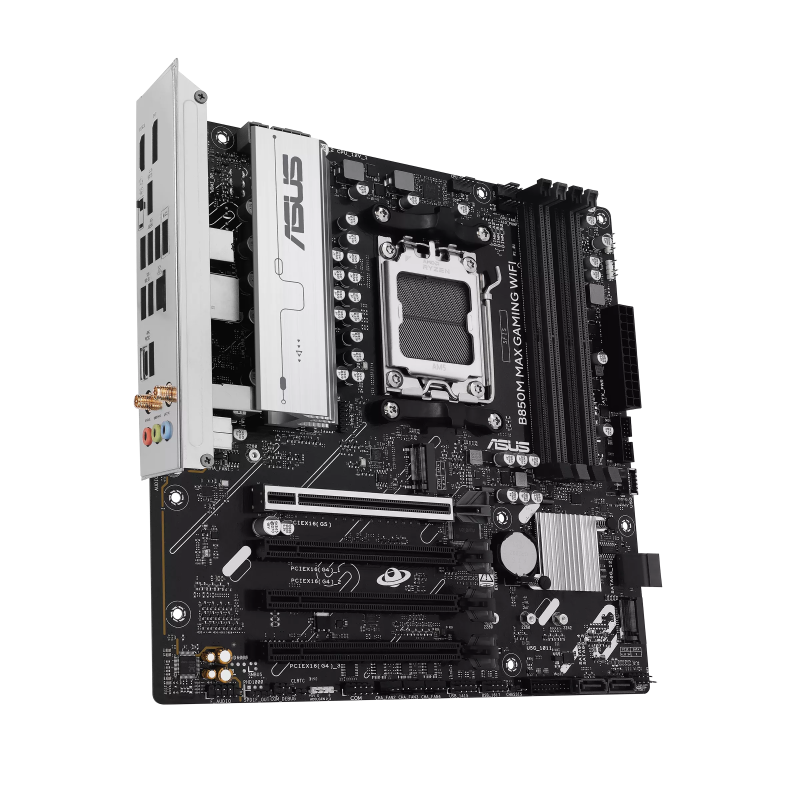 Asus B850M MAX GAMING WIFI | Procesoru saime AMD | Procesora ligzda AM5 | DDR5 | Atbalstītie cietā diska interfeisi SATA, M.2 | SATA savienotāju skaits 4