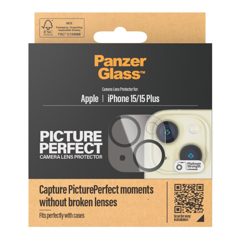 PanzerGlass PicturePerfect Camera Lens Protector iPhone 2023 6.1 | 6.7 | PanzerGlass | 1136 | Apple | Apple iPhone 15, 15 Plus | Glass | Black/Transparent | Lens protector - glass