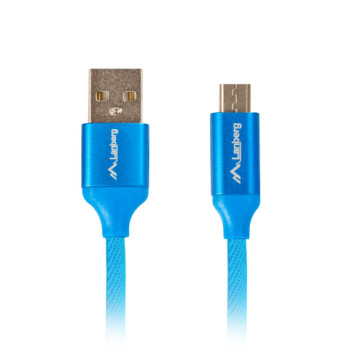 Lanberg | USB Micro to USB-A 2.0 Cable Blue Premium QC 3.0, 1 m | CA-USBM-20CU-0010-BL | USB Micro to USB Type-A